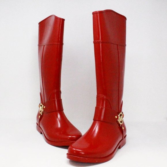 *ON SALE* MICHAEL KORS #38314 Red Tall Rainboots (US 8 EU 38) - Picture 1 of 8